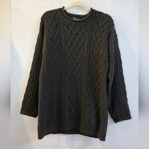Donegal Made in Ireland Irish Green Fishermans knit Wool/silk Roll neck Sweater